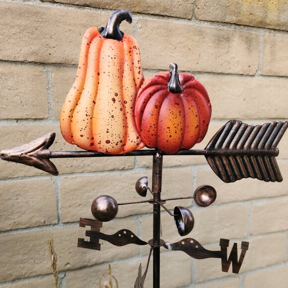 Weathervane Pumpkin Stake Garden Art Decorative Stake Wind Spinner 42" - Picture 3 of 4